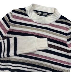 Buffalo David Bitton Women's XS‎ Striped Metallic Cozy Knit Crewneck Sweater